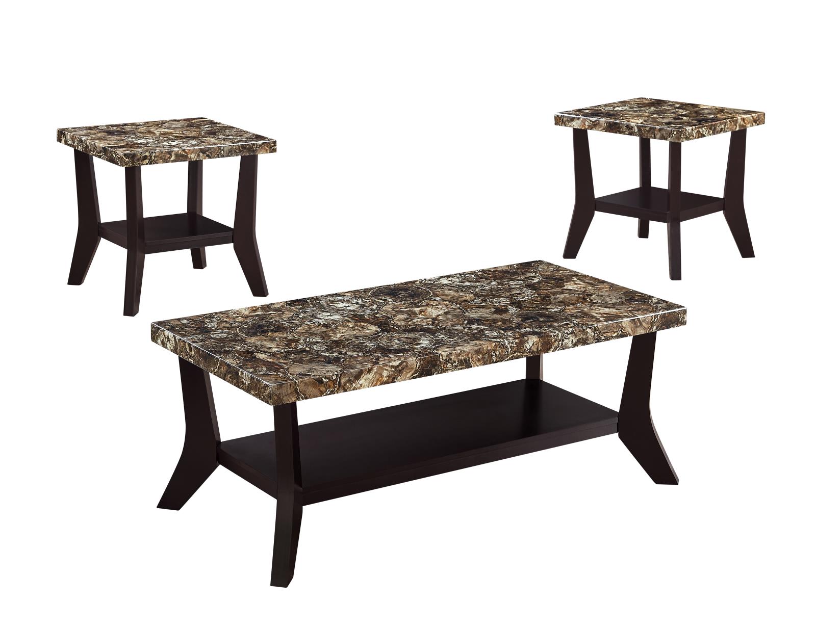 Lungo 3-Piece Brown Coffee Table Set — view 2