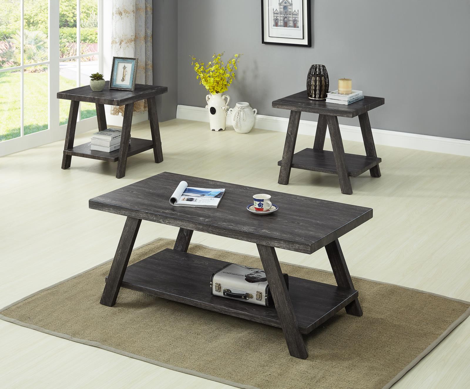 Solace 3-Piece Gray Coffee Table Set