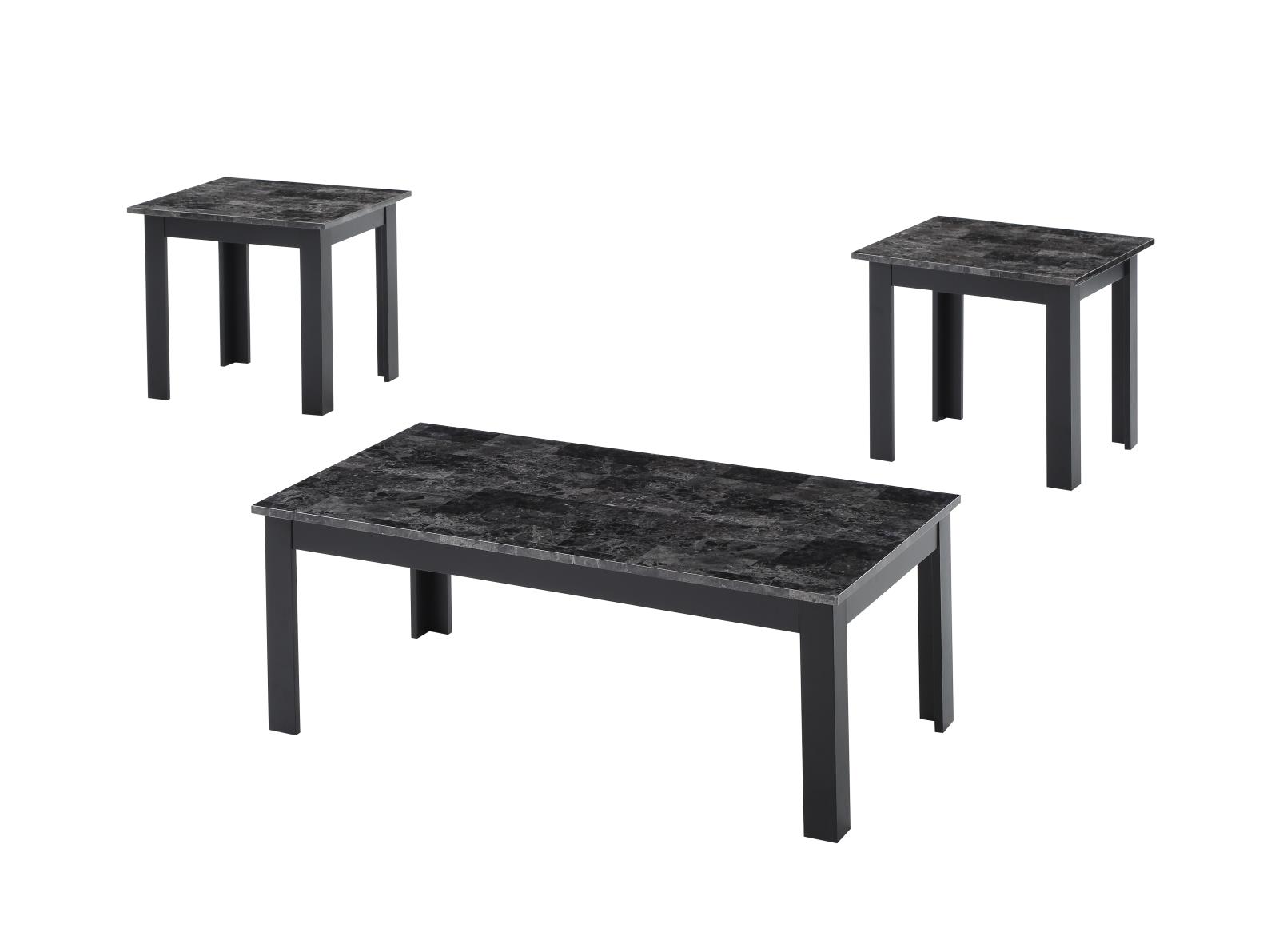 Luna 3-Piece Gray Faux Marble Top Coffee Table Set — view 2