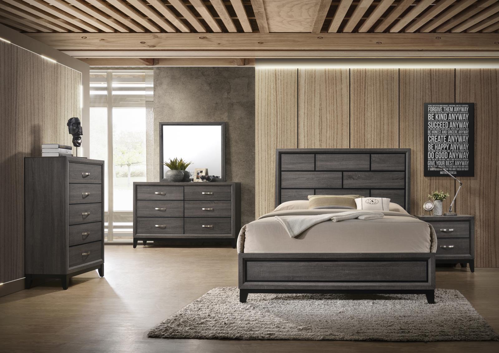 Oak Bluff Gray Panel King Bed