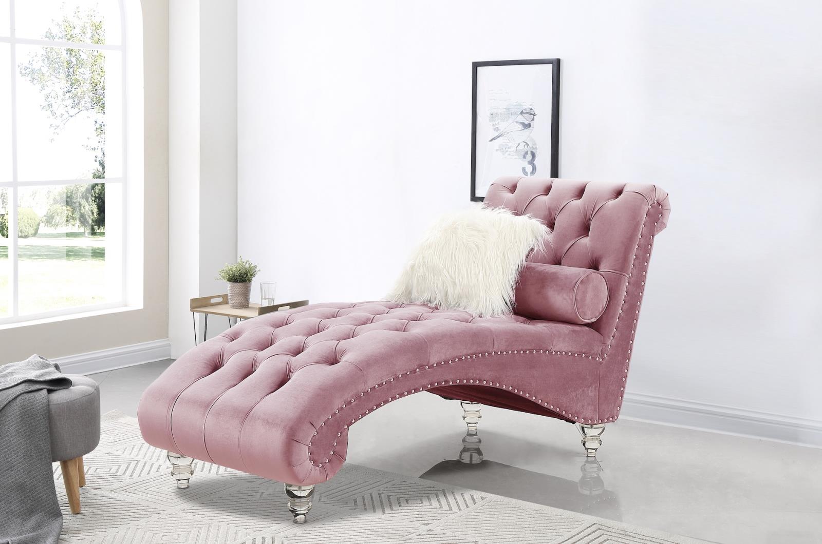 Posh Pink Velvet Chaise