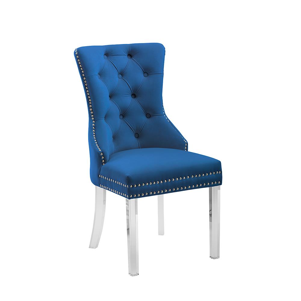 Lucca Blue Deep Tufting Back Upholstered Velvet Chair (D152)