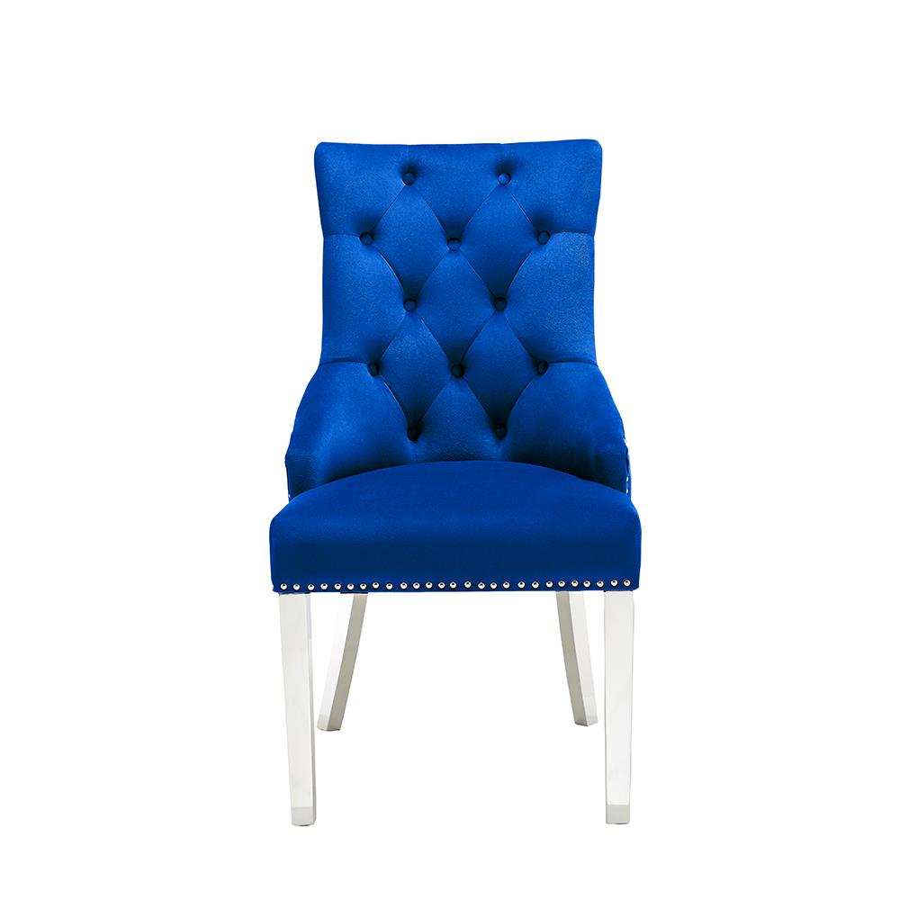 Lucca Blue Deep Tufting Back Upholstered Velvet Chair (D162)