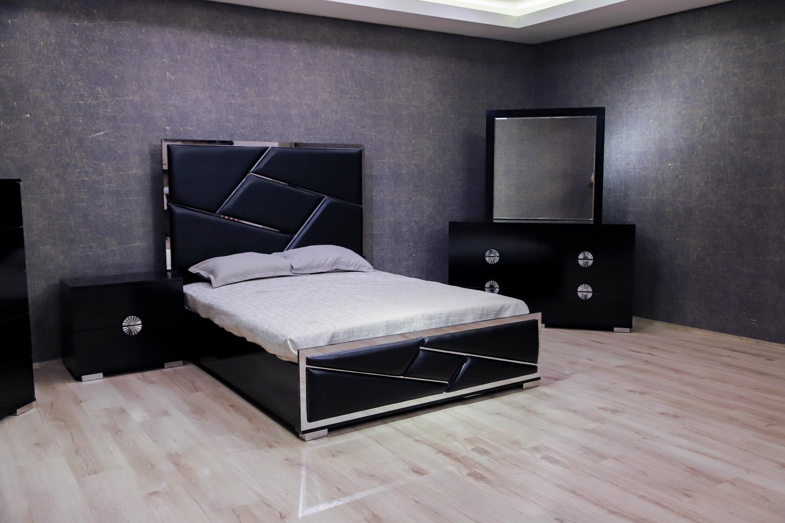 Avalon Black King Bed, Dresser, Mirror & Nightstand — view 2