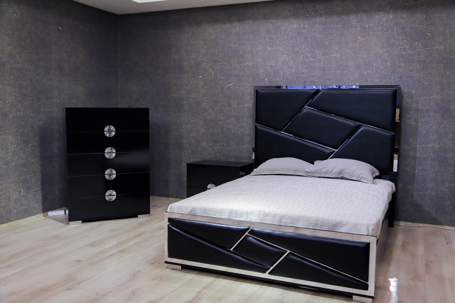 Avalon Black King Bed, Dresser, Mirror & Nightstand — view 3