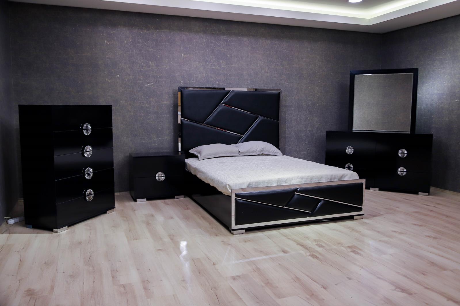 Avalon Black King Bed, Dresser, Mirror & Nightstand — view 7