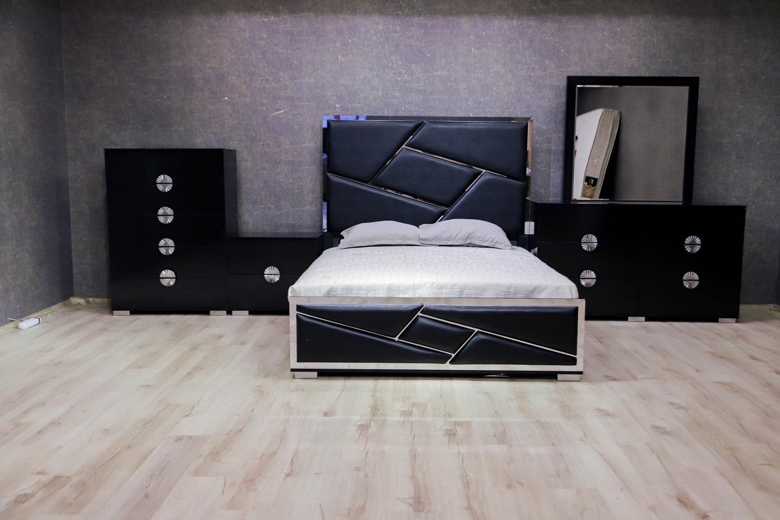 Avalon Black King Bed, Dresser, Mirror & Nightstand — view 9