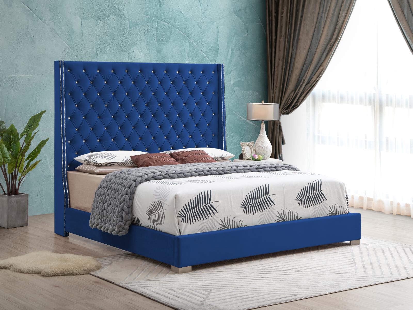 Sedona Blue Upholstered Queen Bed (B01)