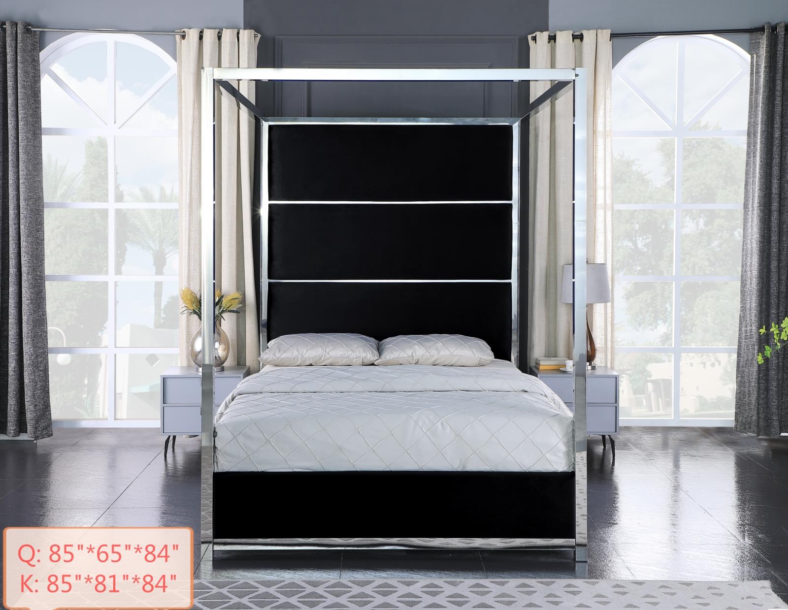Phoenix Black Canopy Queen Bed