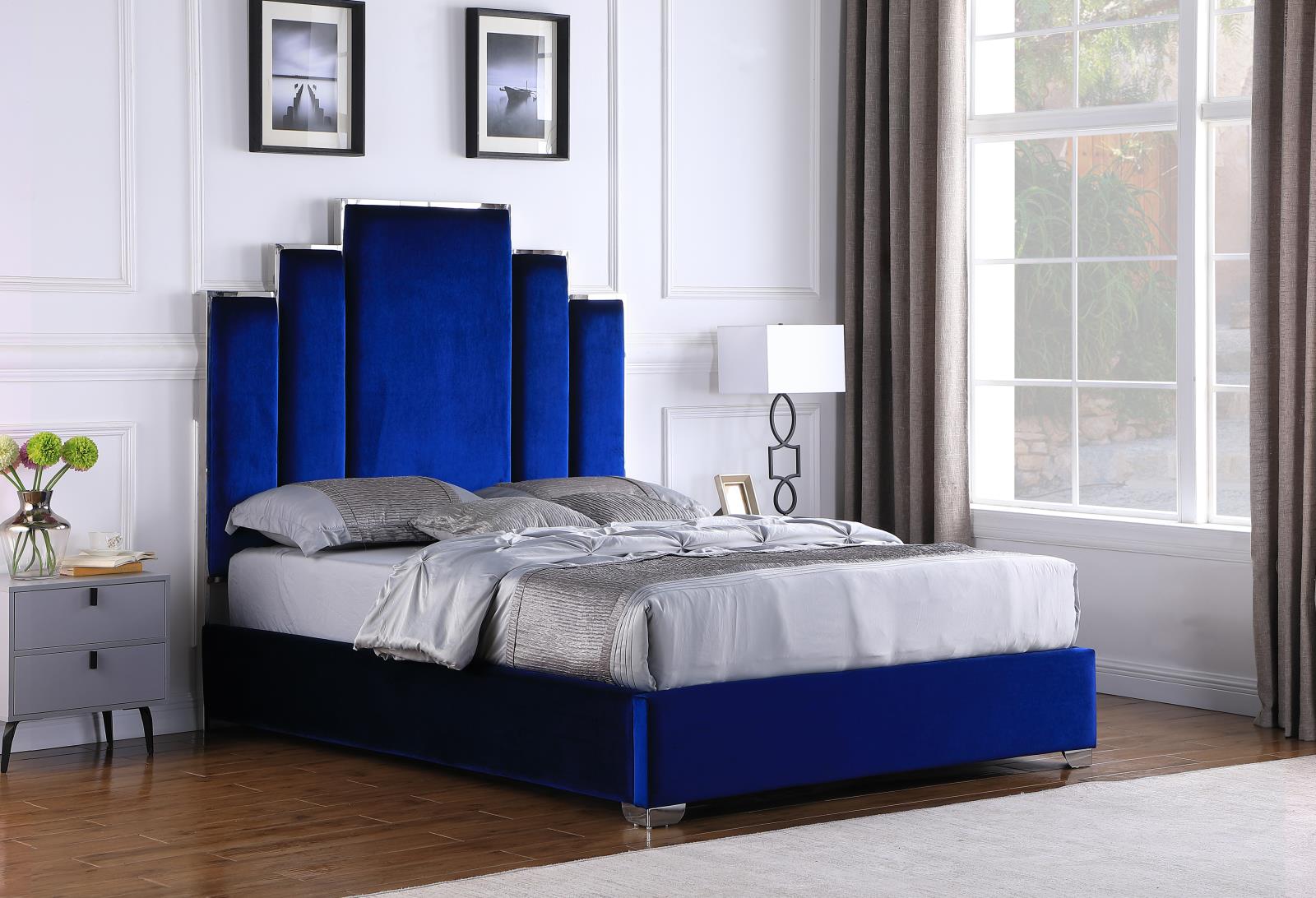 Camden Blue Upholstered King Bed — view 2