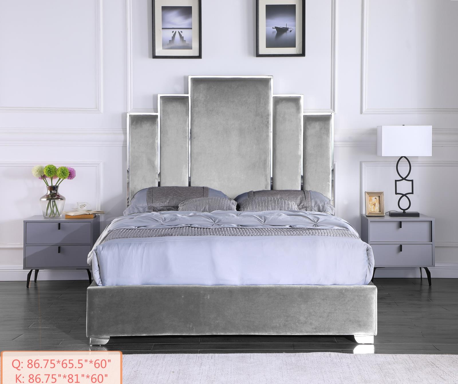 Camden Gray Upholstered King Bed