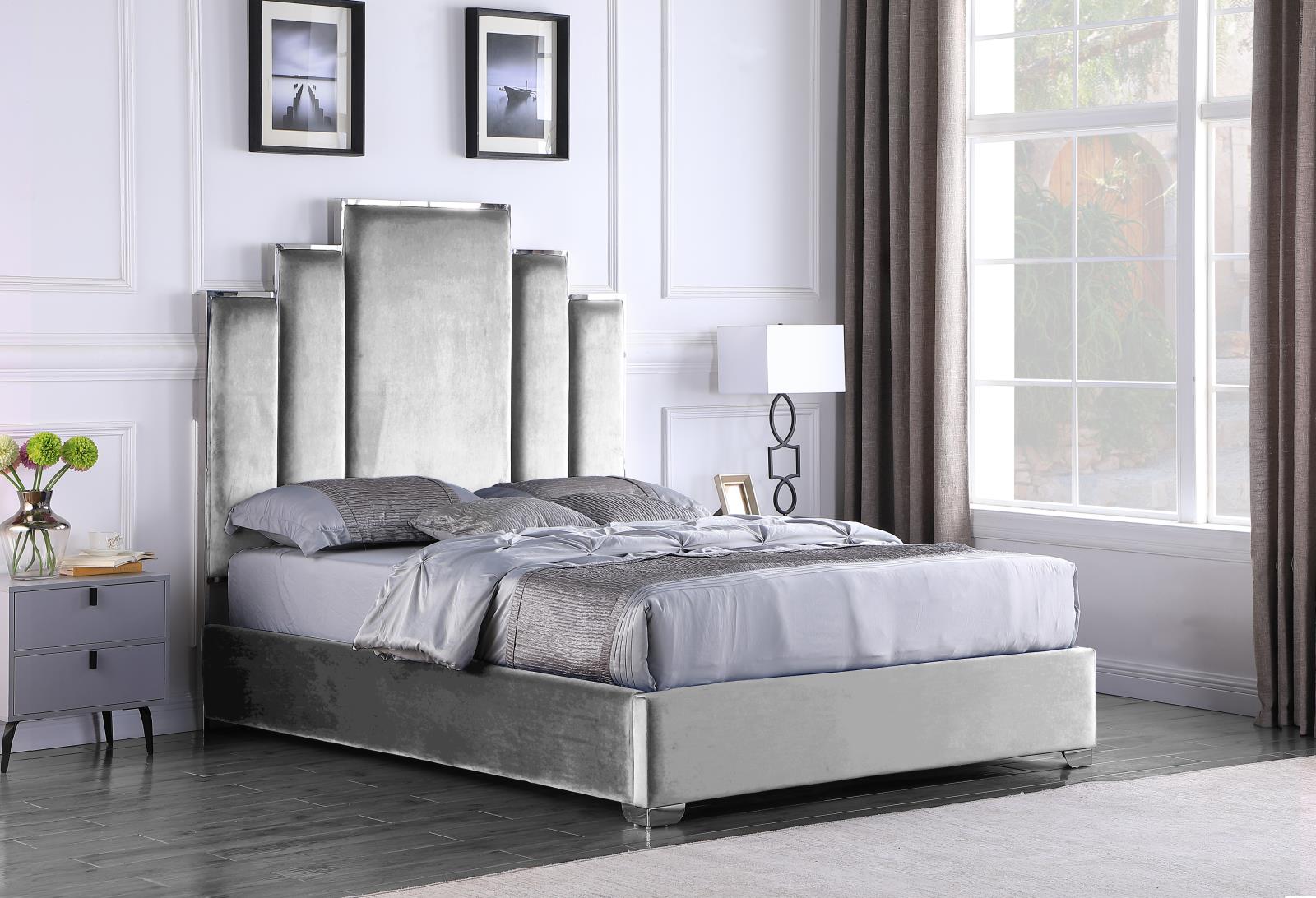 Camden Gray Upholstered King Bed — view 2