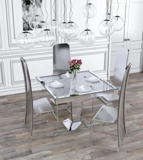 Glam H Silver Dining Table