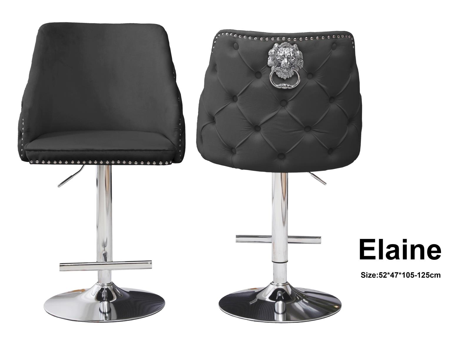 Elaine Black 360° Swivel Barstool with Electroplated Lion Head Pull Tab — view 2