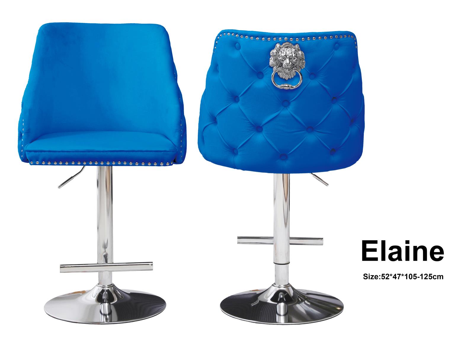 Elaine Blue 360° Swivel Barstool with Electroplated Lion Head Pull Tab — view 2