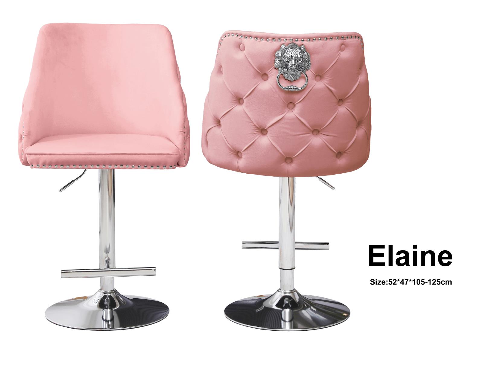 Elaine Pink 360° Swivel Barstool with Electroplated Lion Head Pull Tab — view 2