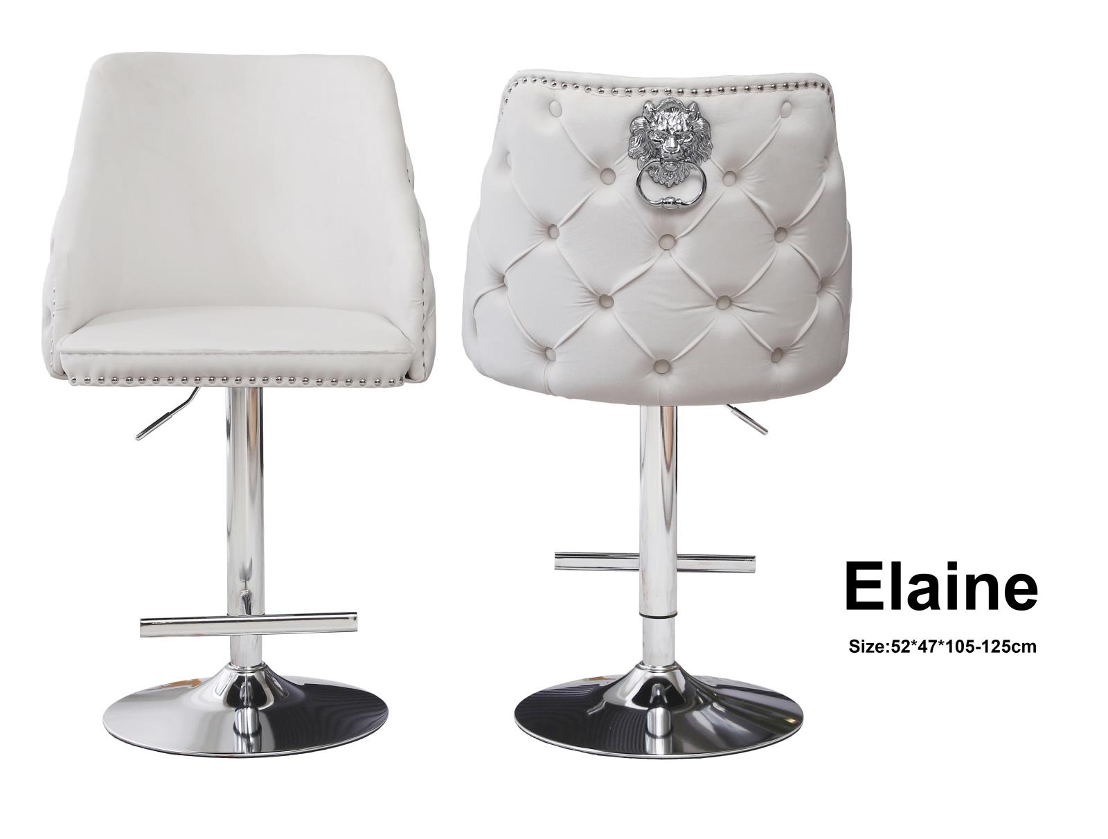 Elaine Cream 360° Swivel Barstool with Electroplated Lion Head Pull Tab — view 2