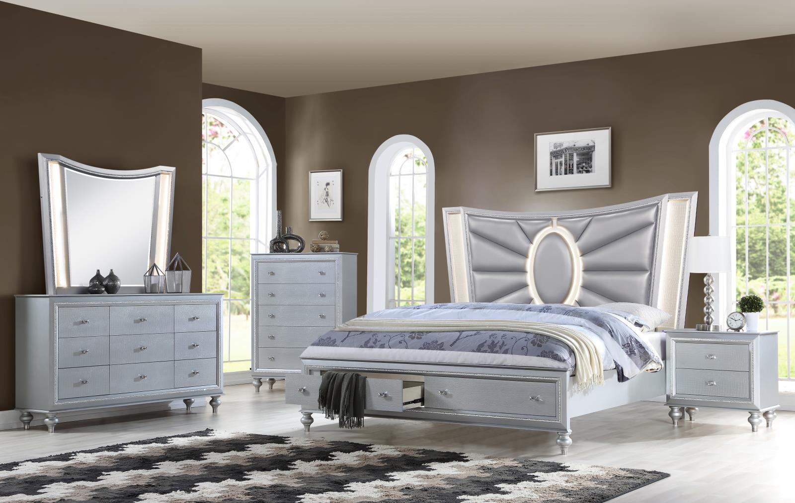 New Harmony Silver Queen Bed, Dresser & Mirror