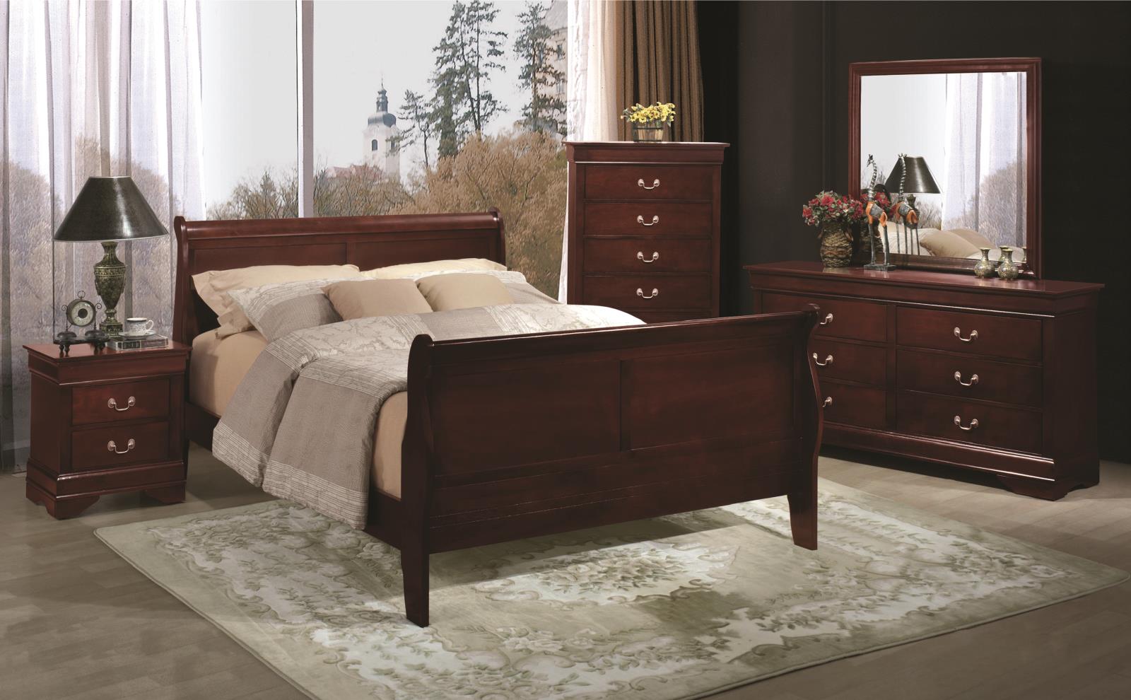 Mystic Cherry Sleigh King Bed