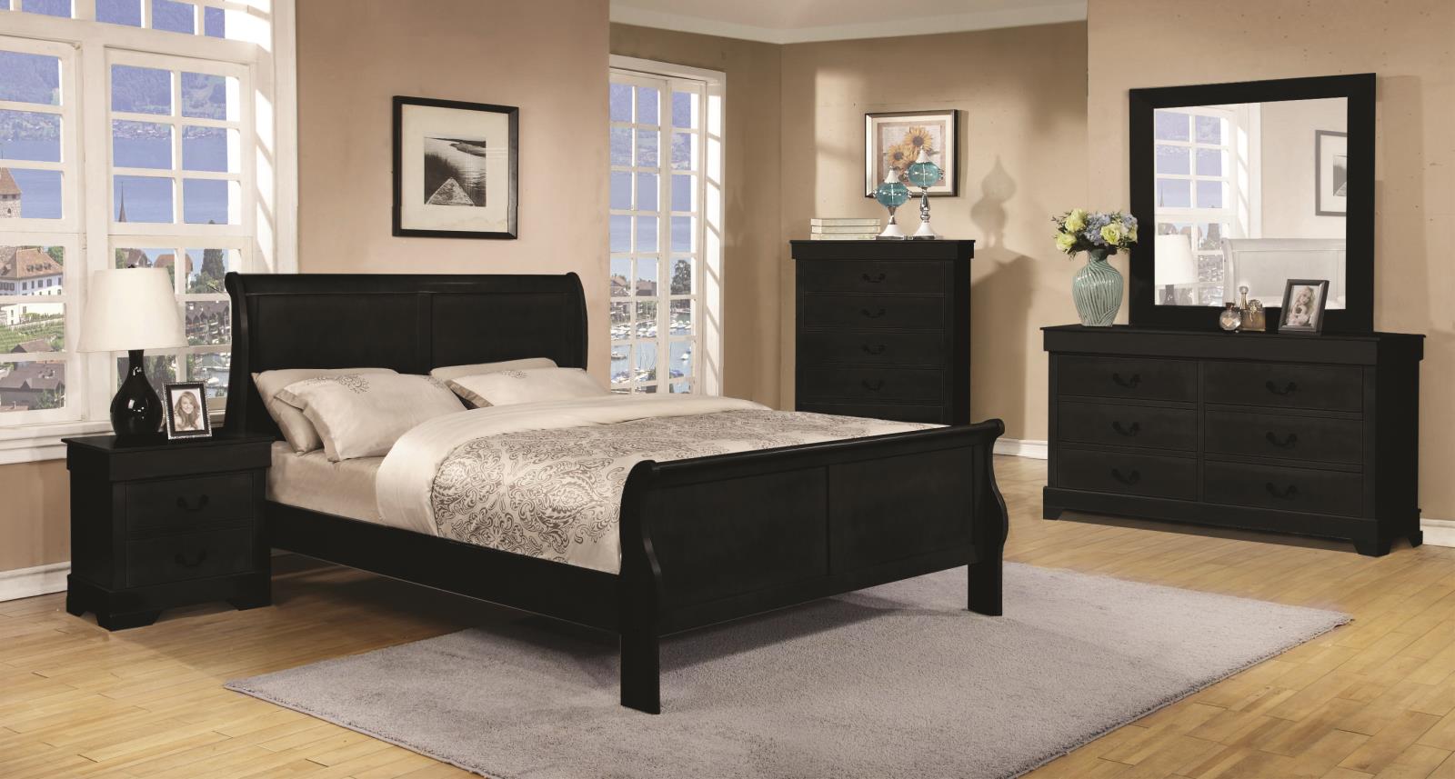 Mystic Black Sleigh King Bed