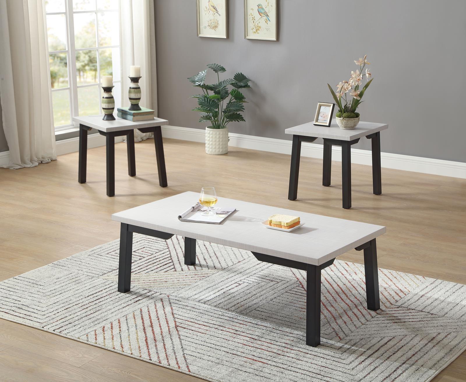 Lana 3-Piece Gray & Black Coffee Table Set