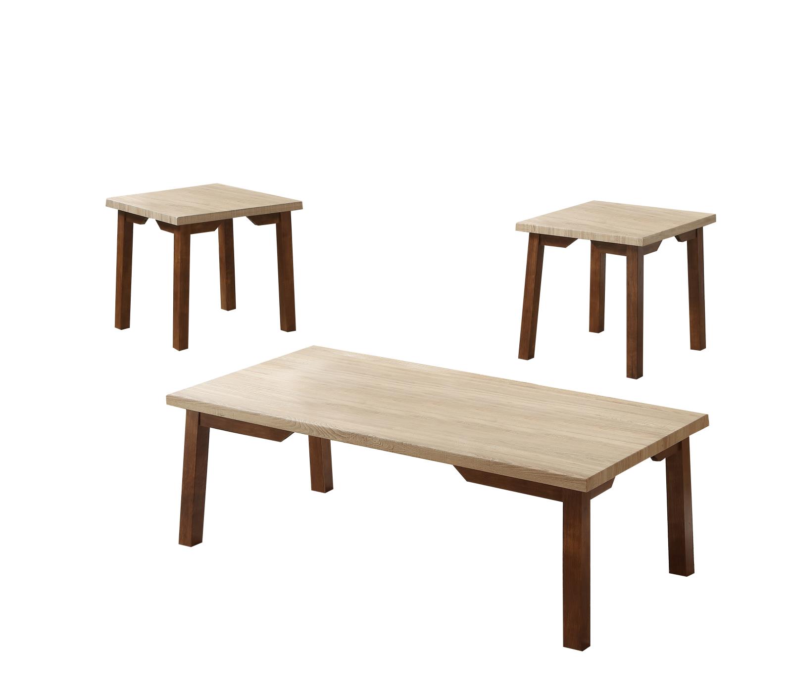 Lana 3-Piece Beige & Brown Coffee Table Set — view 2