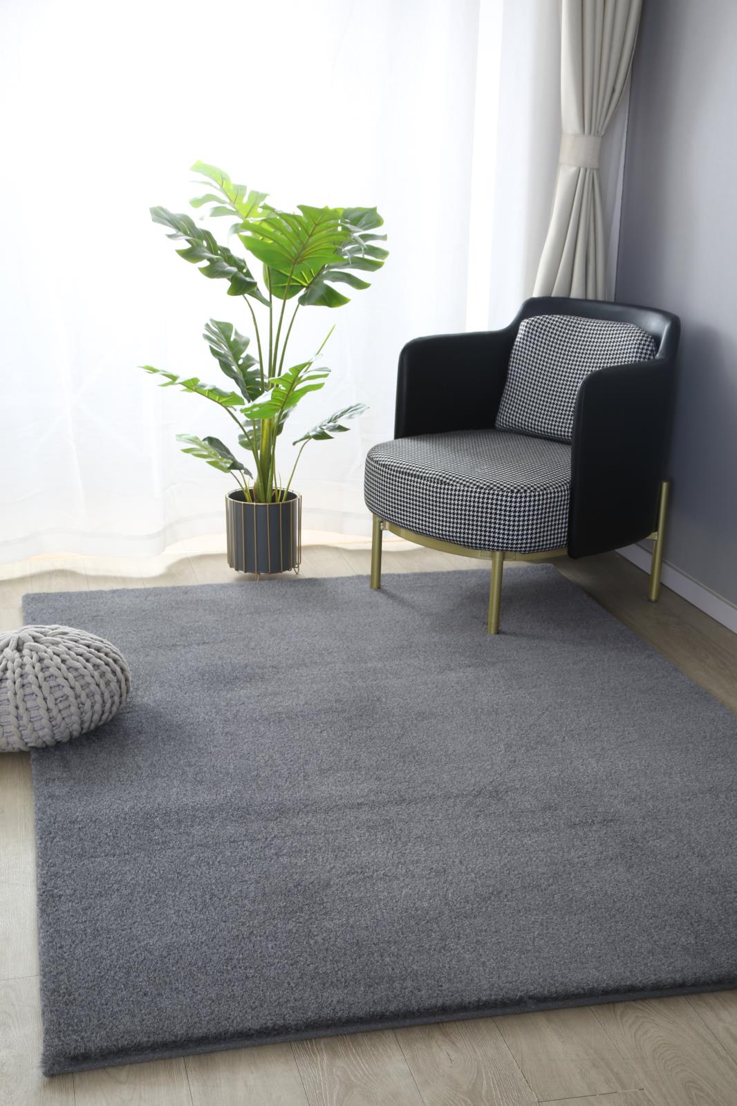 Emma EM03 Gray Shag Rug — view 8