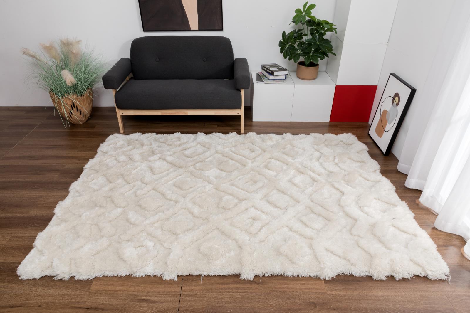 Eva EV01 White Shag Rug — view 5