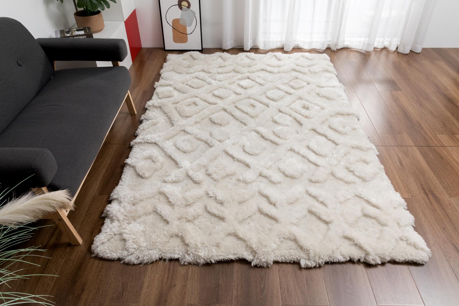 Eva EV01 White Shag Rug — view 2