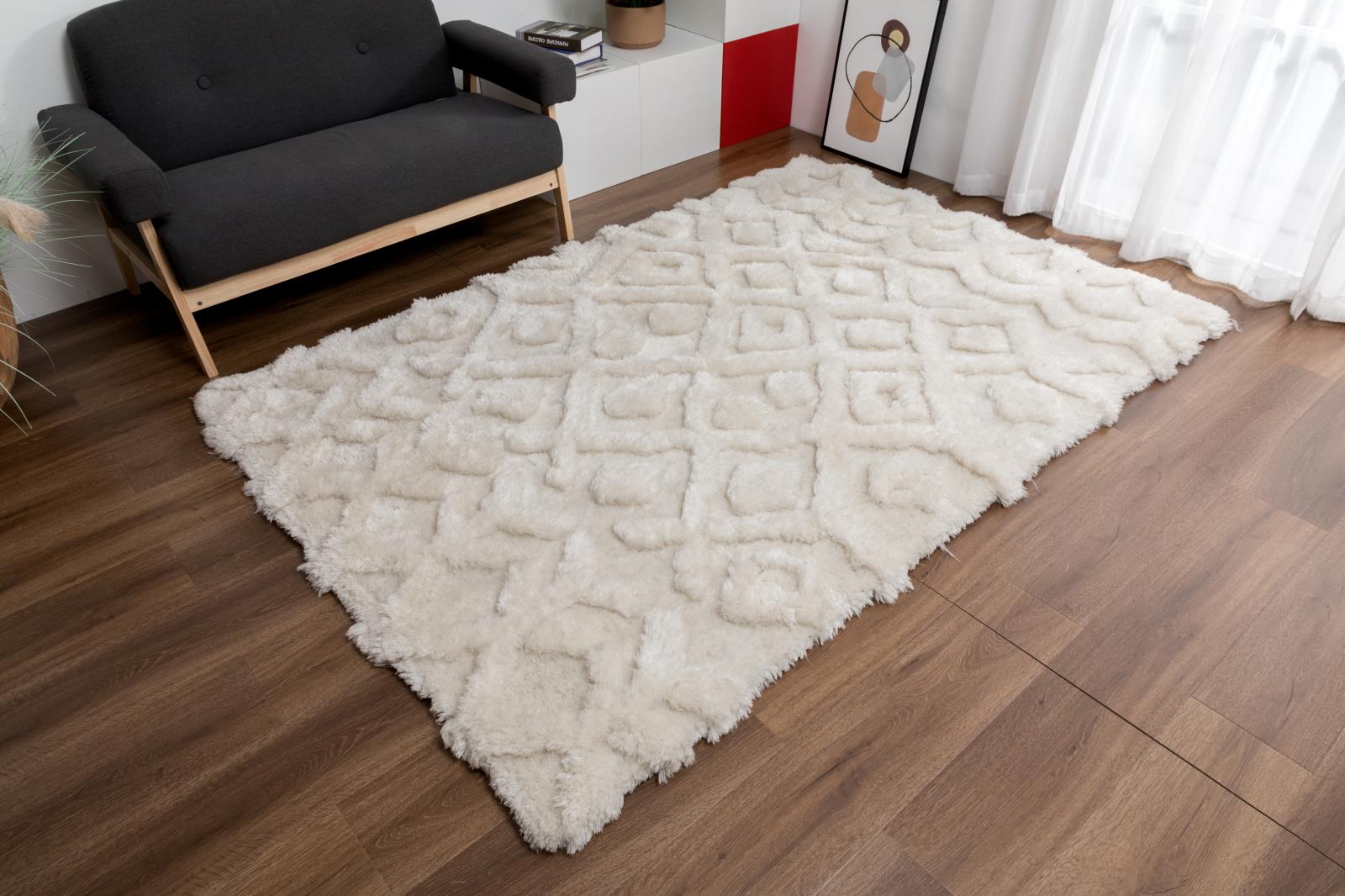 Eva EV01 White Shag Rug — view 6