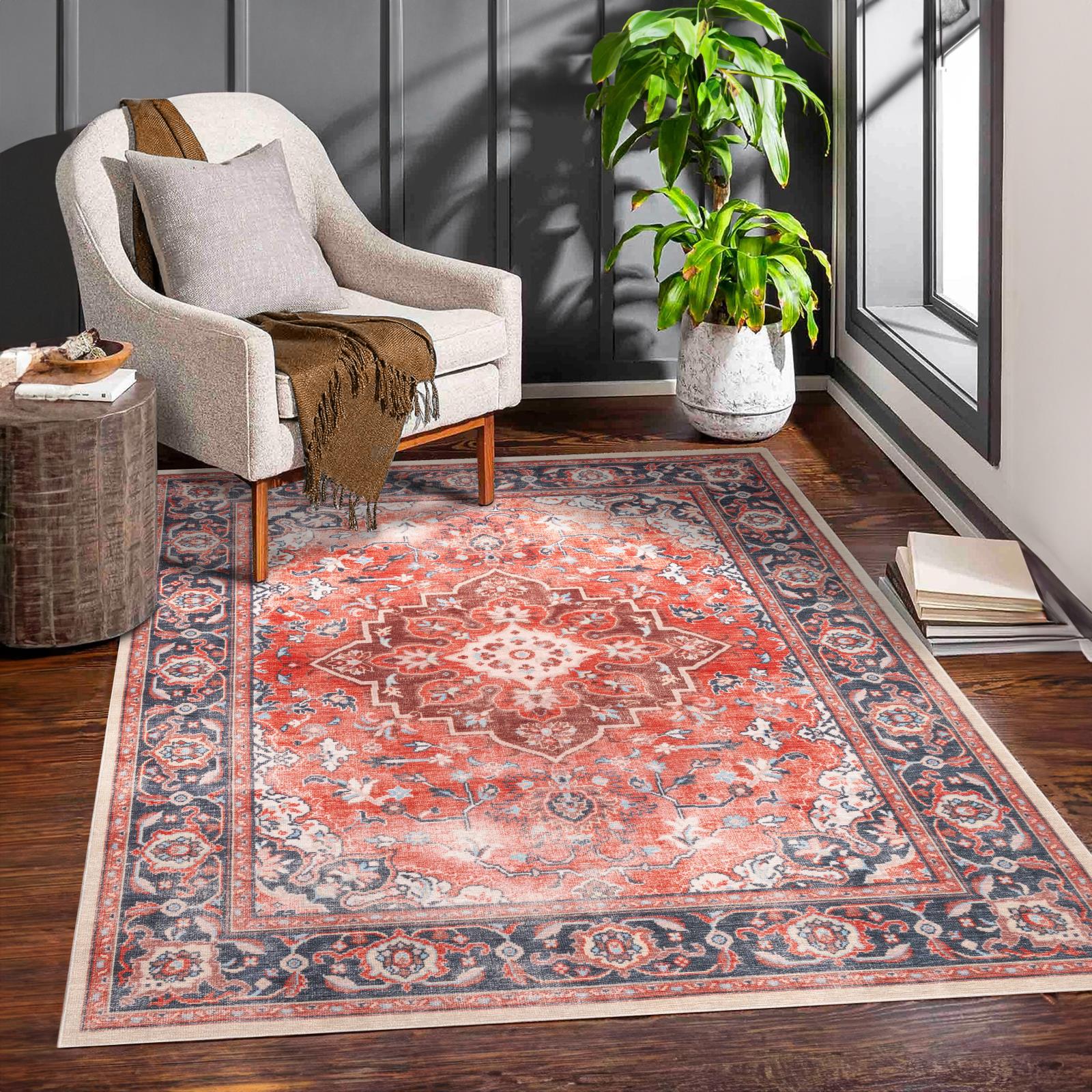Washable WR02 Rust Area Rug — view 2