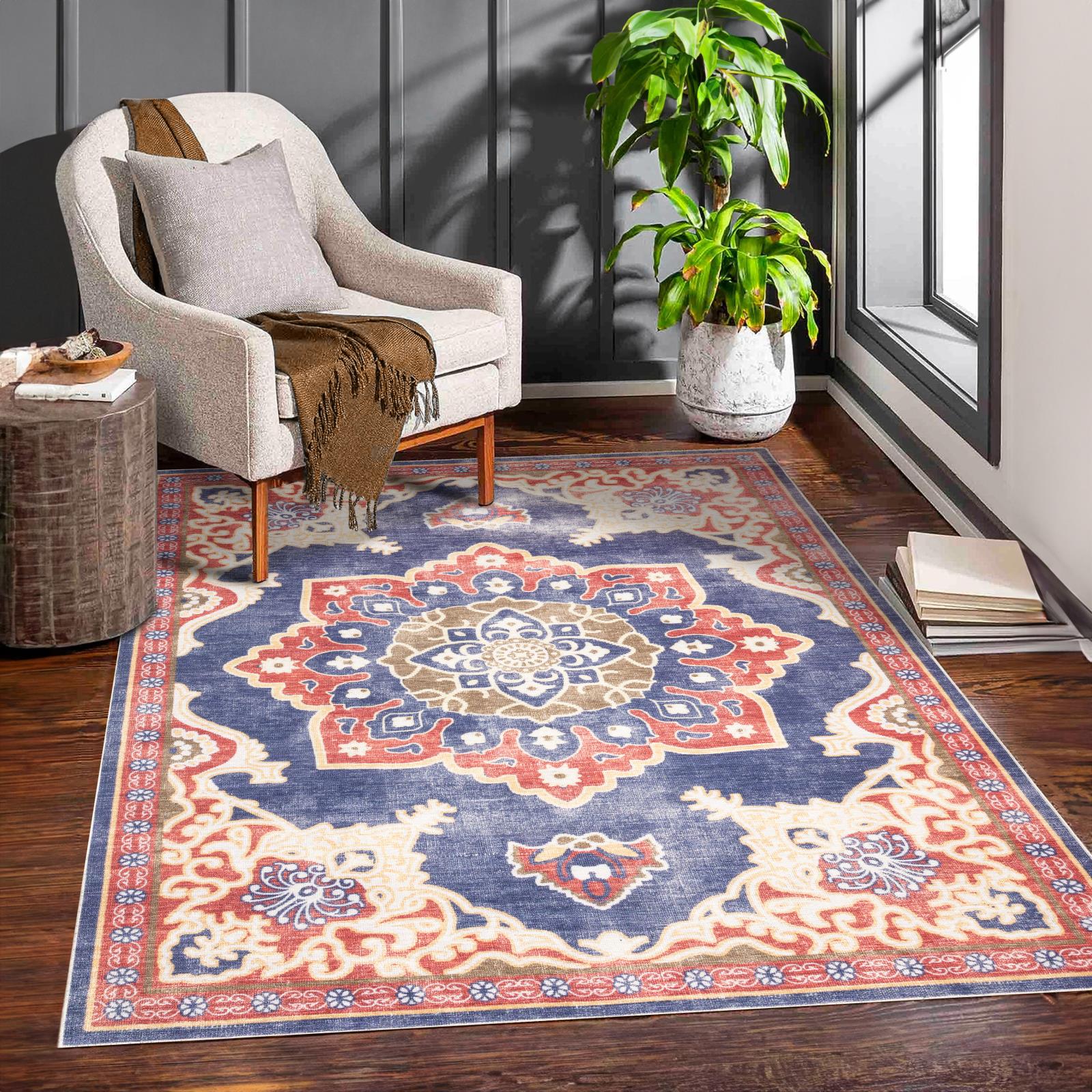 Washable WR04 Navy Area Rug — view 2