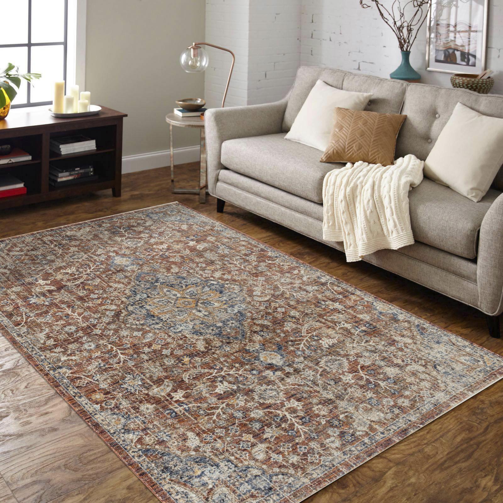 Stellios SE04 Rust Brown Area Rug — view 5