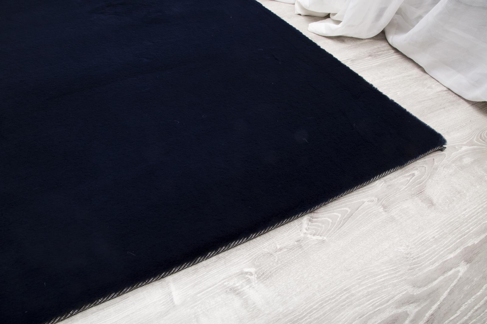 Faux Rabbit Fur RB13 Navy Blue Shag Rug — view 6