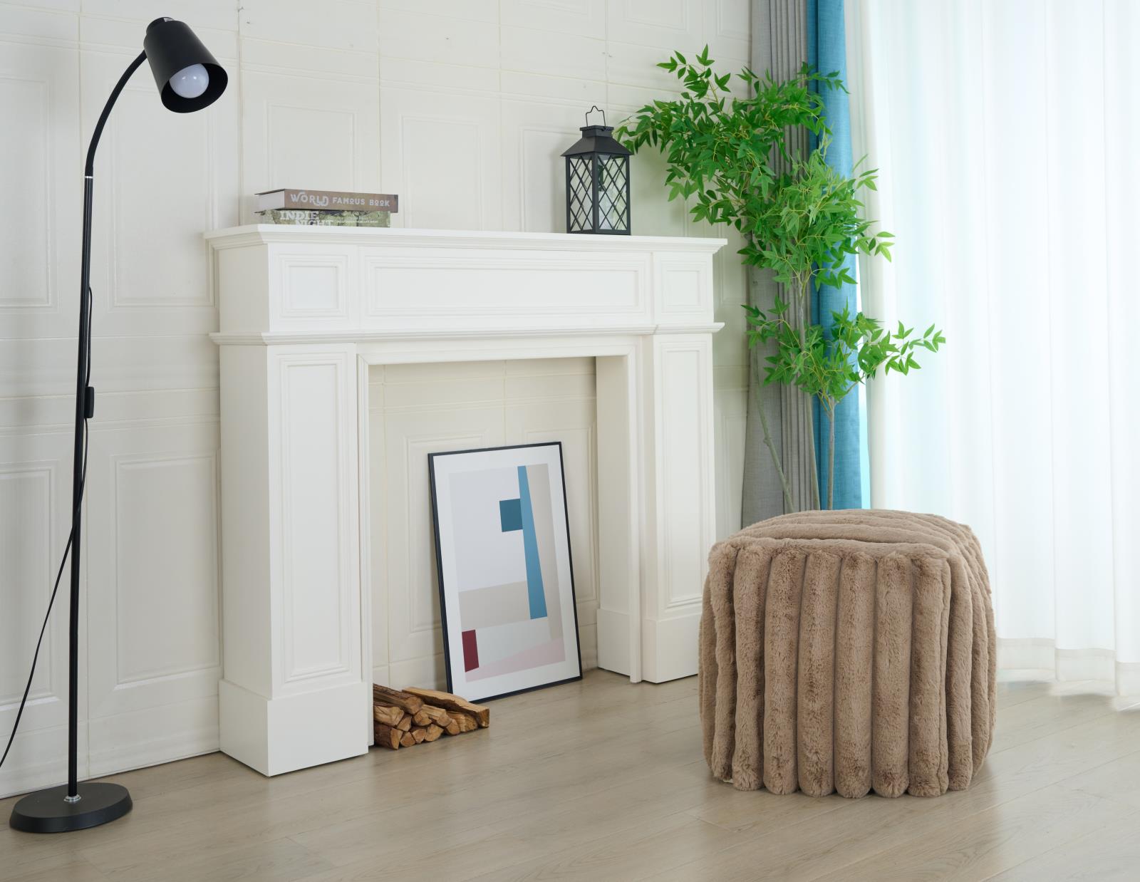 Madrid MD04 Taupe Pouf — view 2