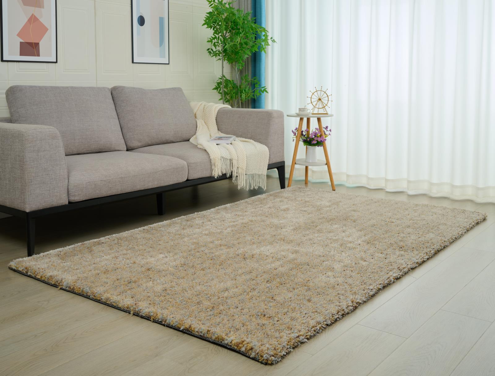 Lisbon LB02 Yellow Shag Rug — view 2