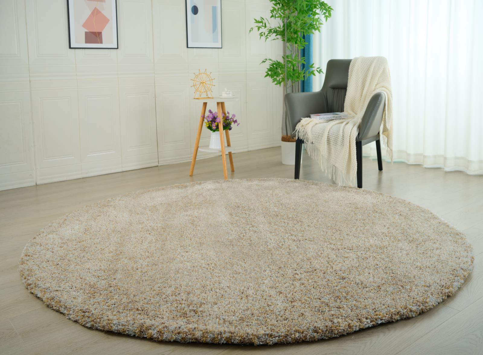 Lisbon LB02 Yellow Shag Rug — view 3