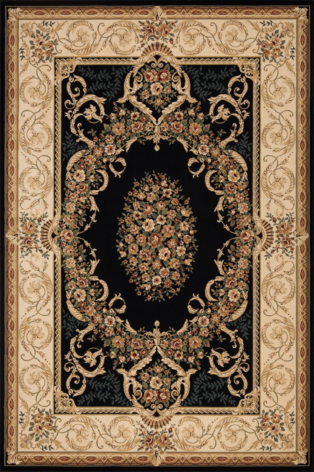 Aubusson AB04 Black Area Rug