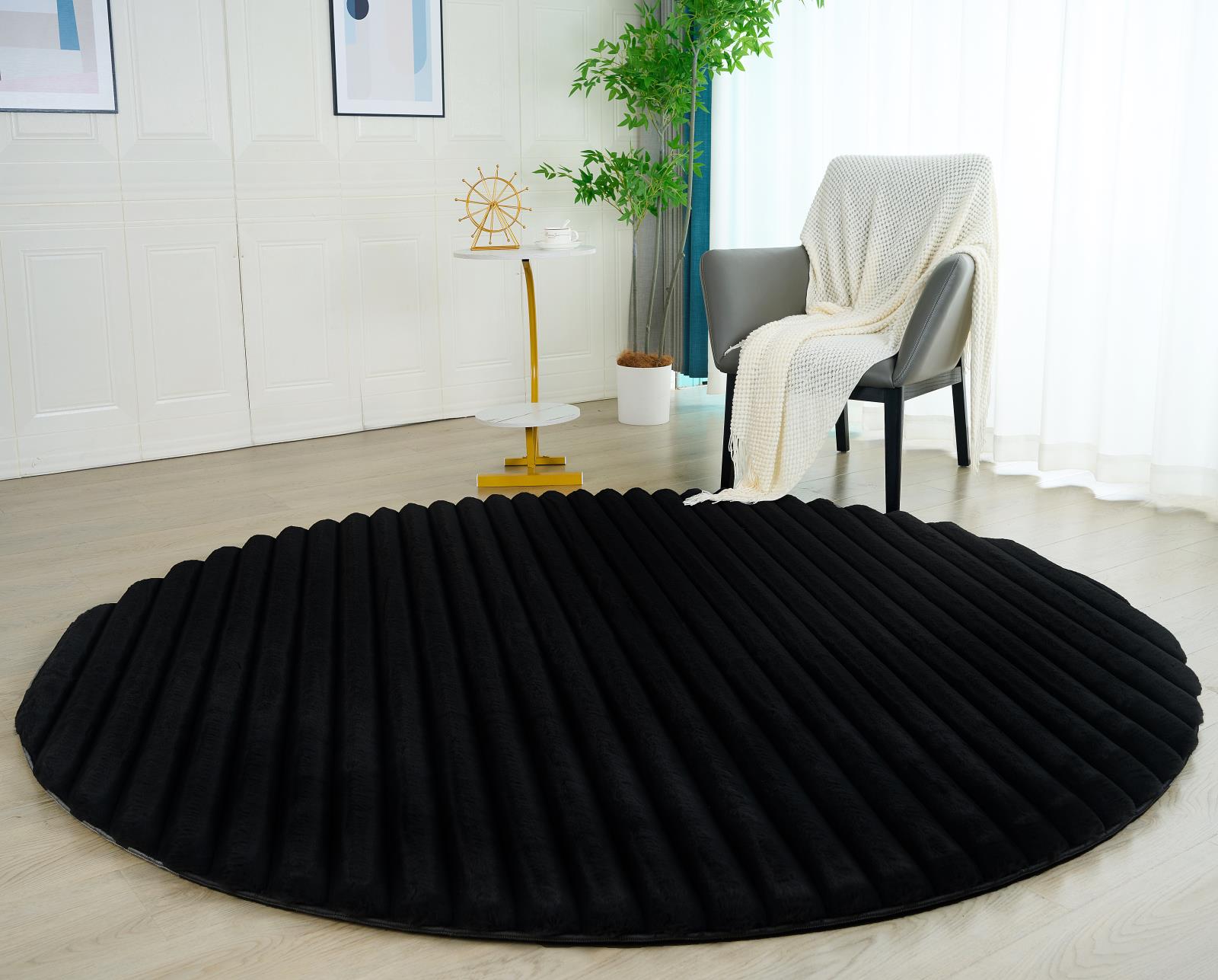 Madrid MD07 Black Shag Rug — view 3