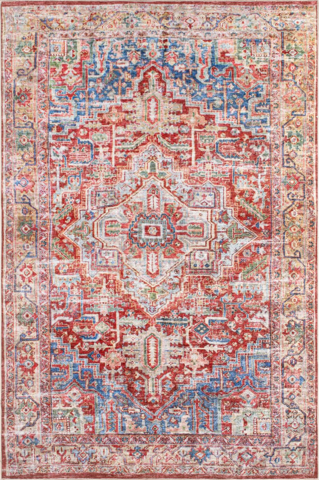 Washable WR08 Red Area Rug