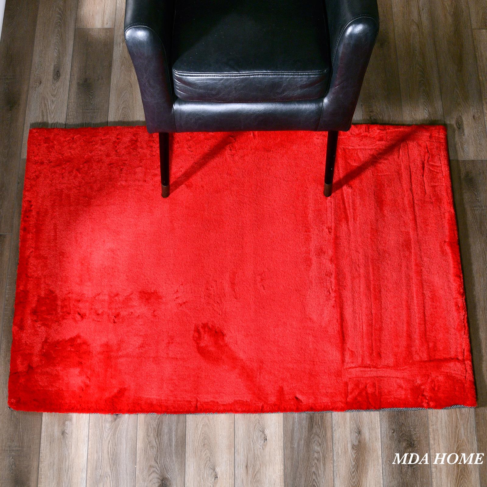 Faux Rabbit Fur RB03 Red Shag Rug — view 11