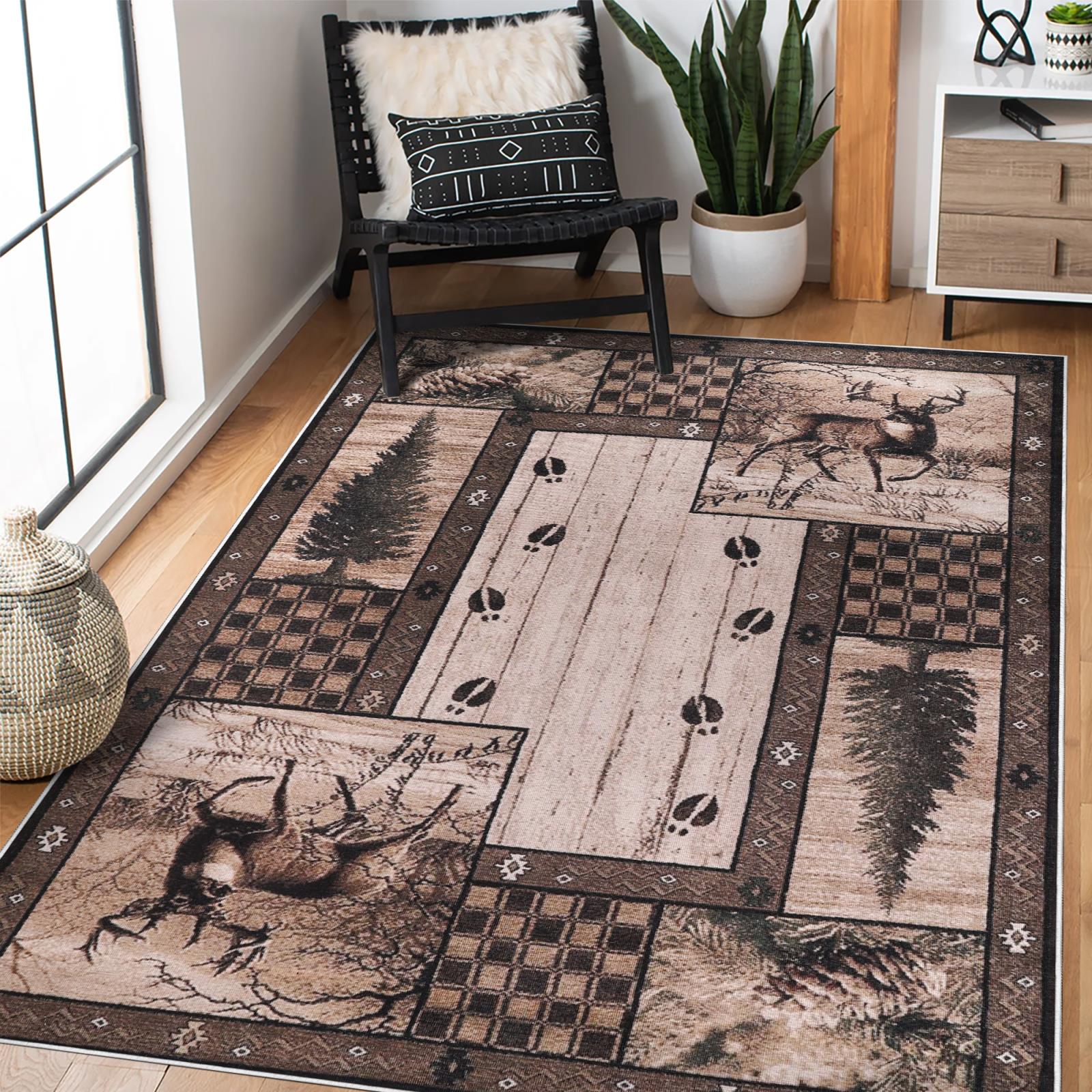 Washable WR12 Brown Area Rug — view 2