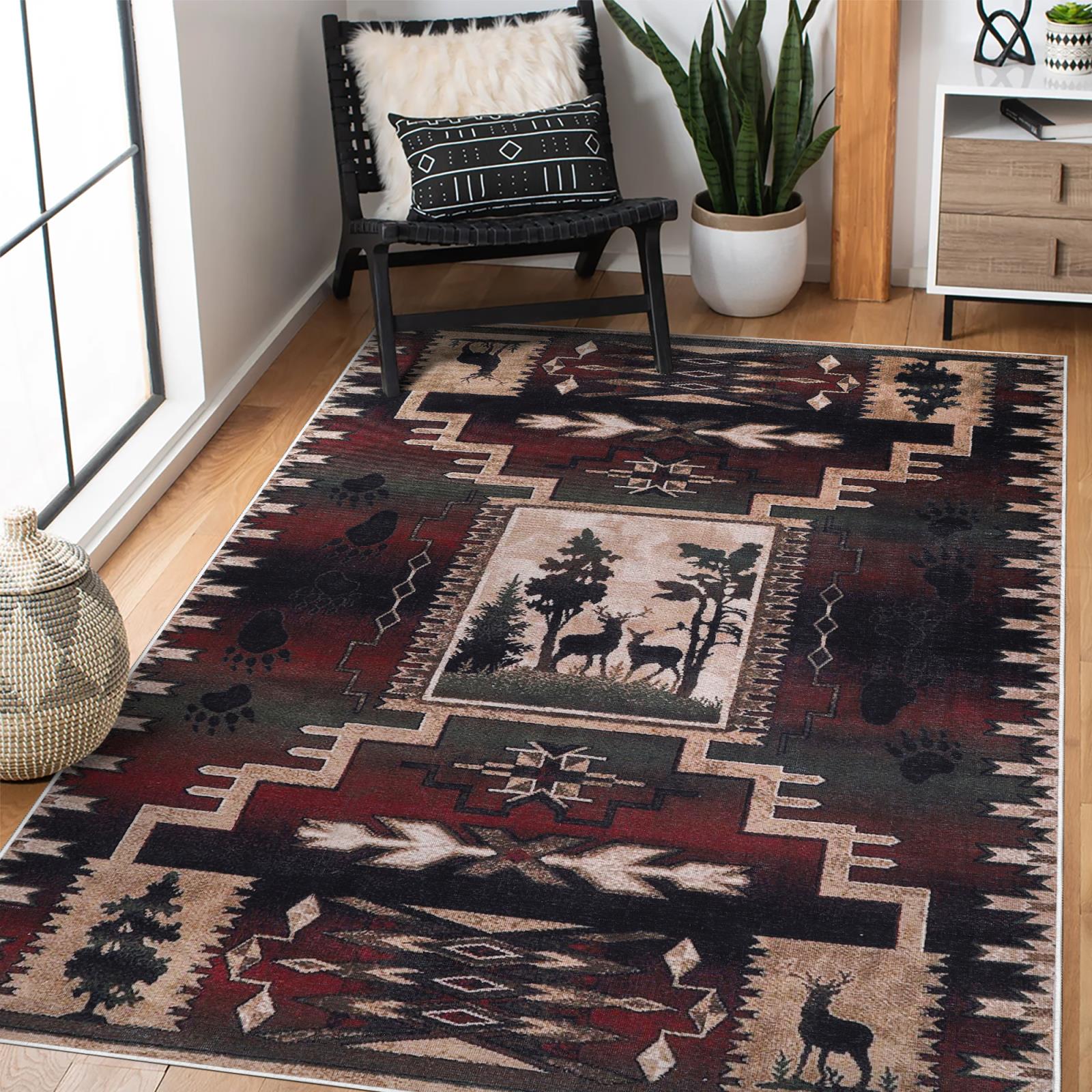 Washable WR13 Brown Area Rug — view 2