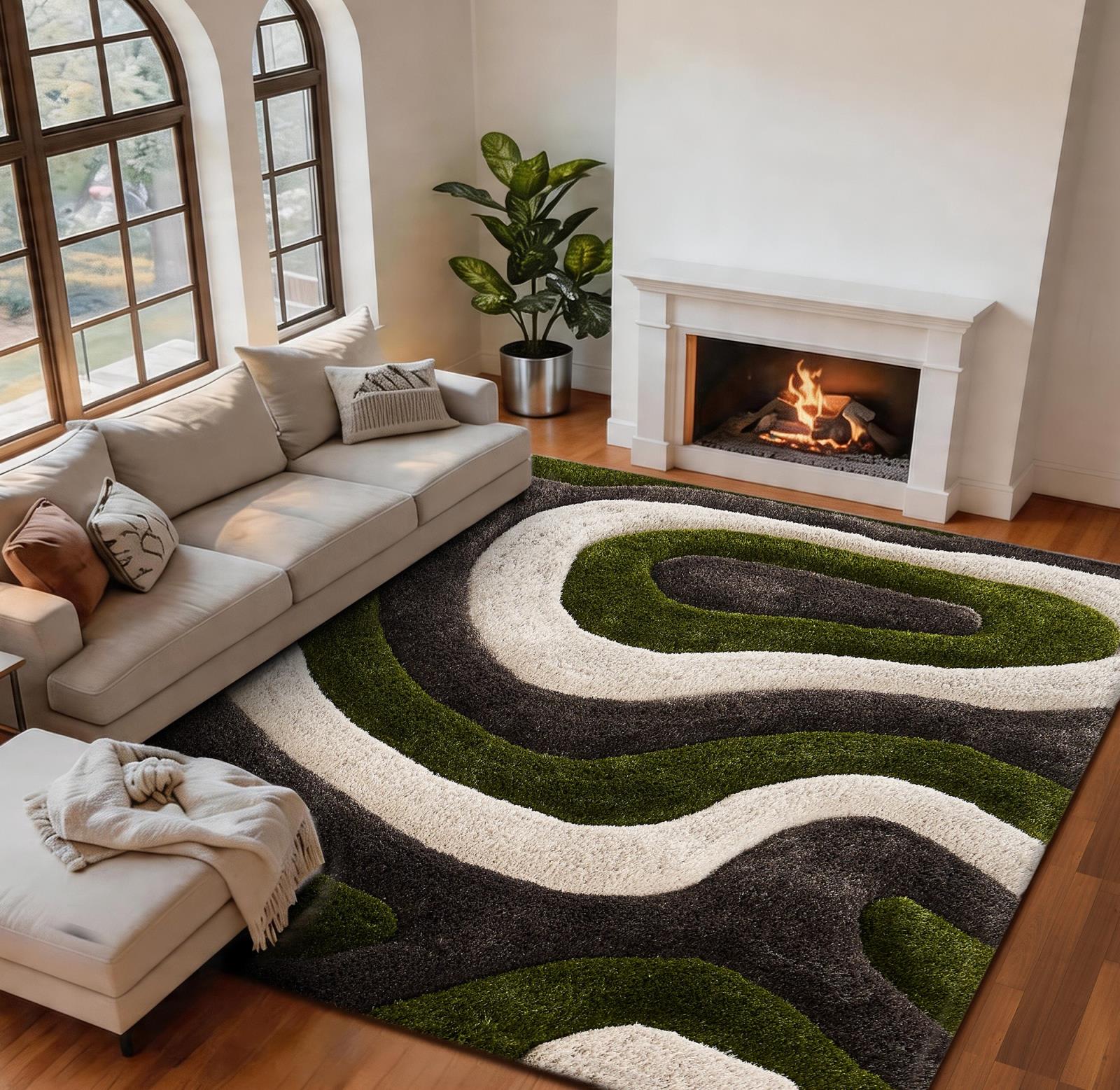 Mateos MS75 Green Shag Rug — view 2