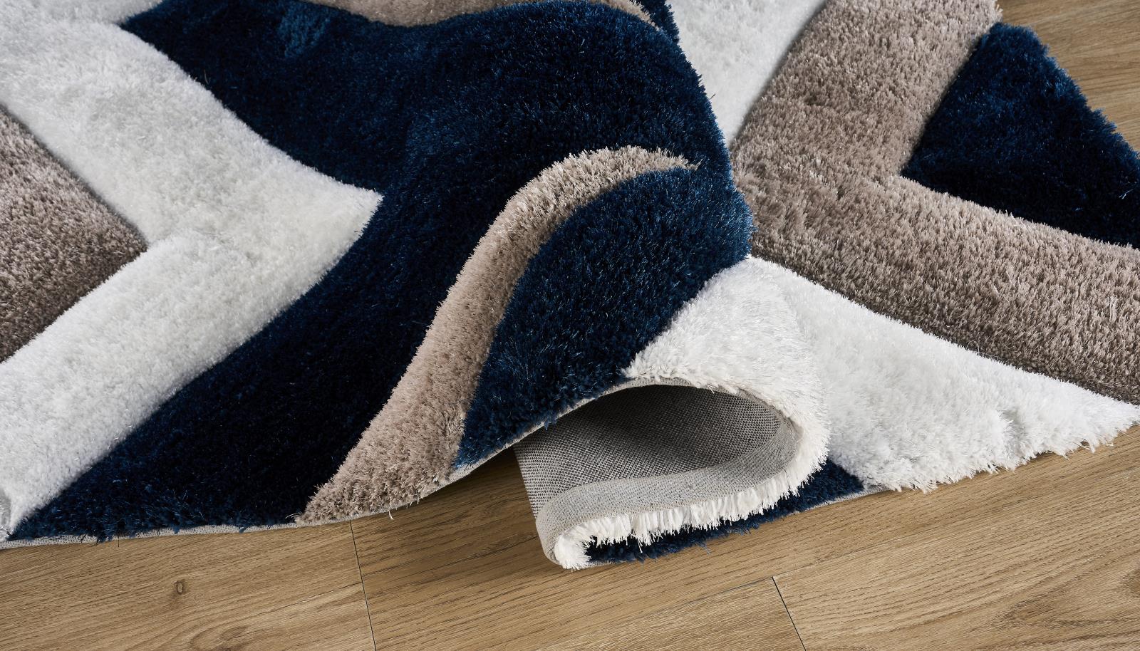 Mateos MS76 Navy Blue Shag Rug — view 9