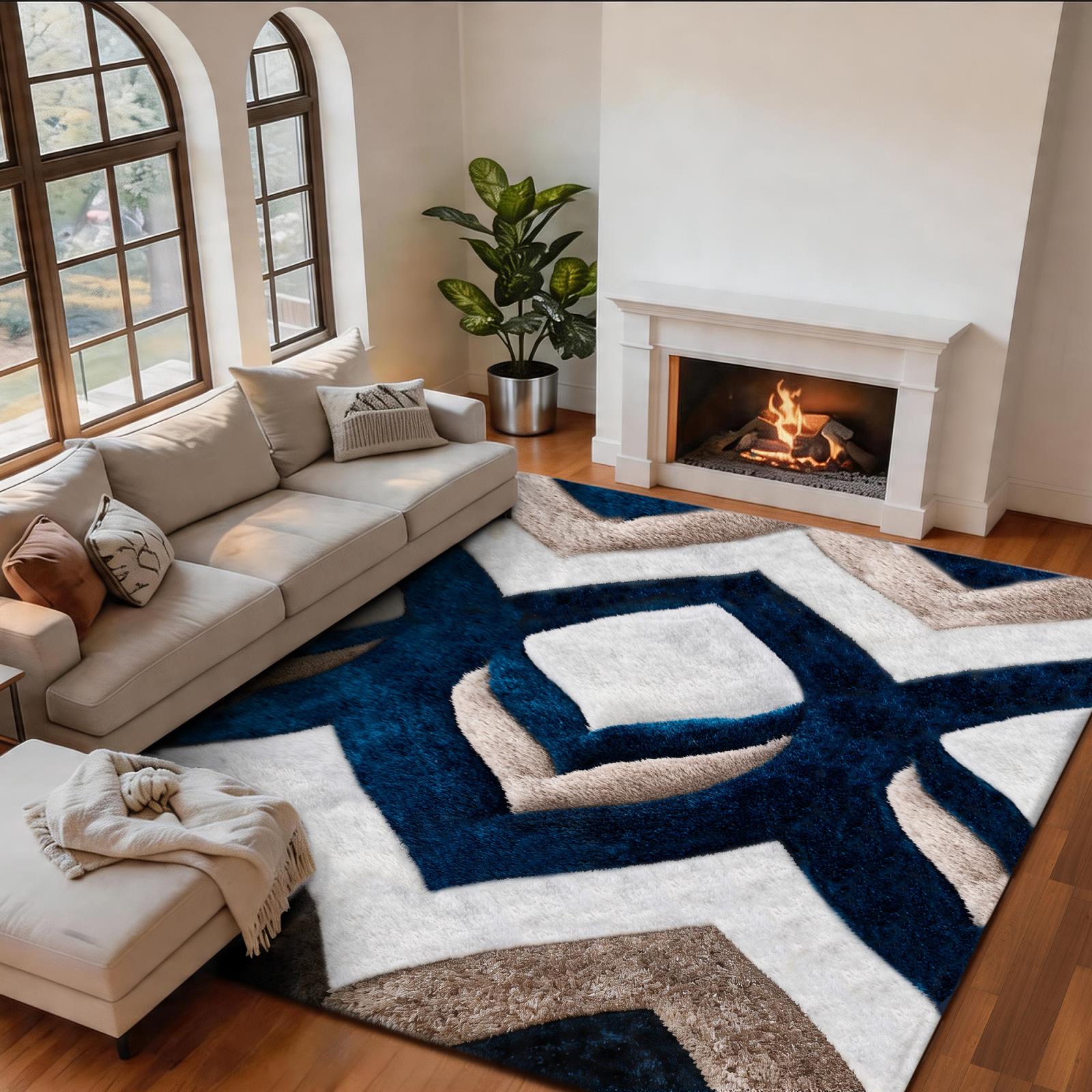 Mateos MS76 Navy Blue Shag Rug — view 2