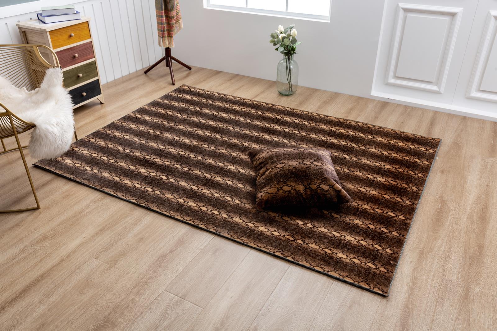 Faux Fur FU03 Snake Print Brown Shag Rug — view 8