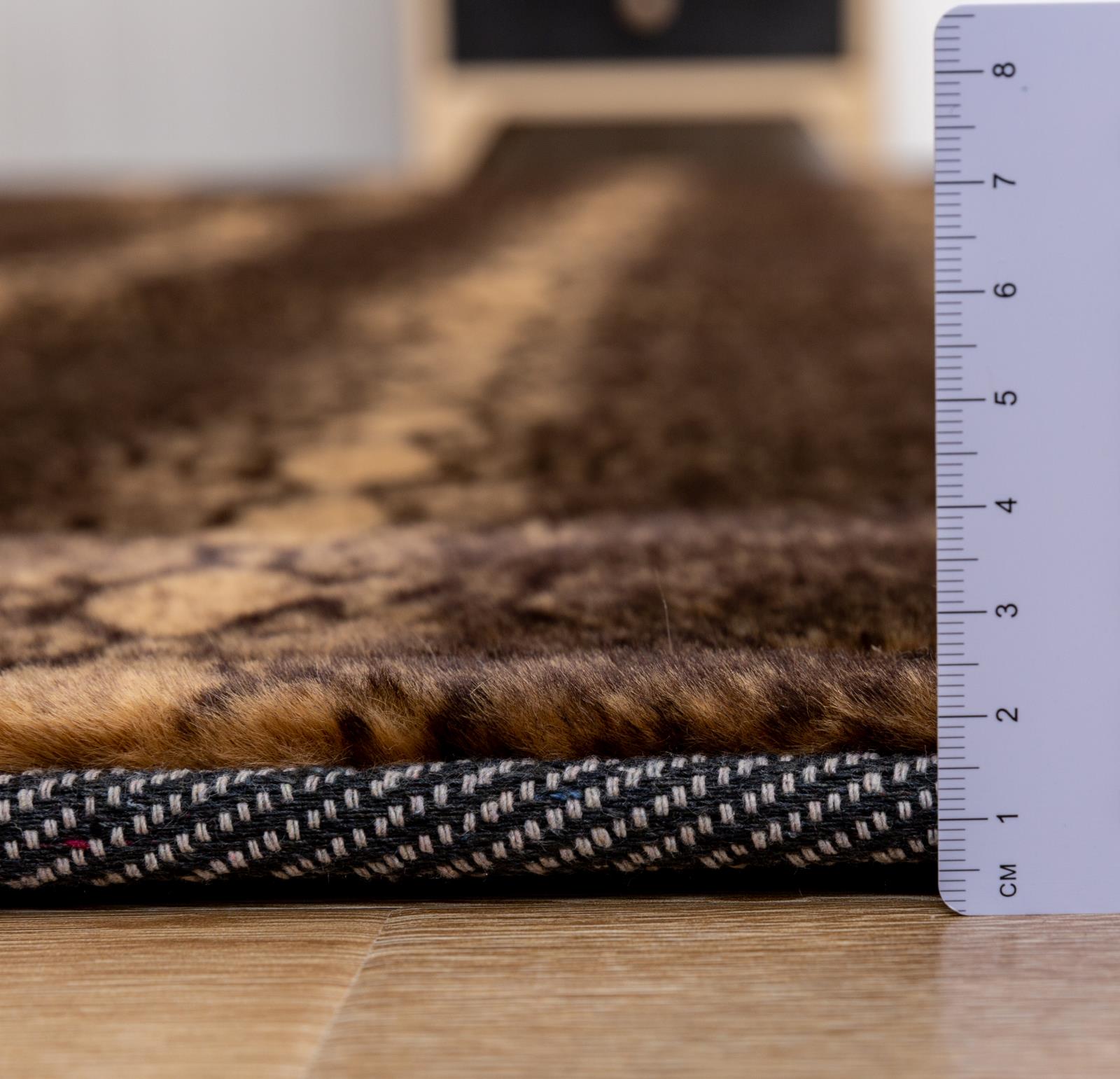 Faux Fur FU03 Snake Print Brown Shag Rug — view 2