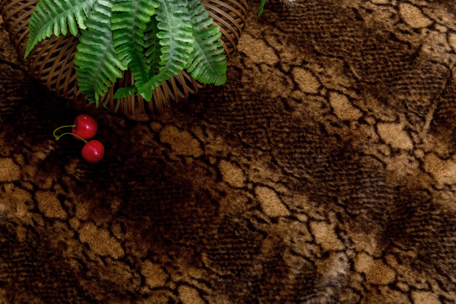 Faux Fur FU03 Snake Print Brown Shag Rug — view 6