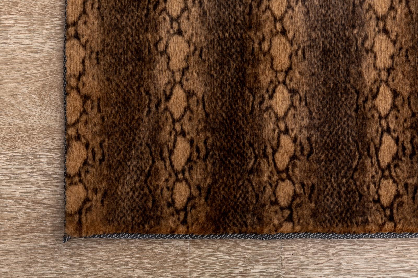 Faux Fur FU03 Snake Print Brown Shag Rug — view 5